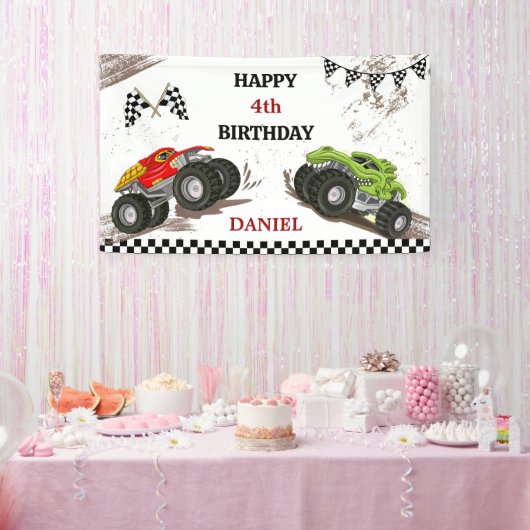 Monster-Truck-Party coole moderne Kinder 4. Geburt Banner (Party)