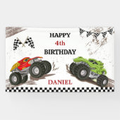 Monster-Truck-Party coole moderne Kinder 4. Geburt Banner (Horizontal)