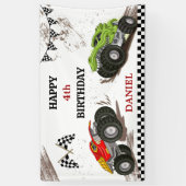 Monster-Truck-Party coole moderne Kinder 4. Geburt Banner (Vertikal)