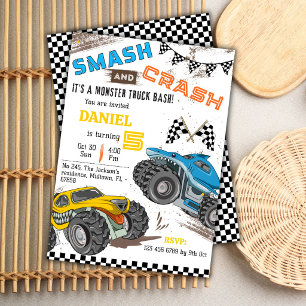 Monster-Truck-Party coole moderne Kinder 5. Geburt Einladung