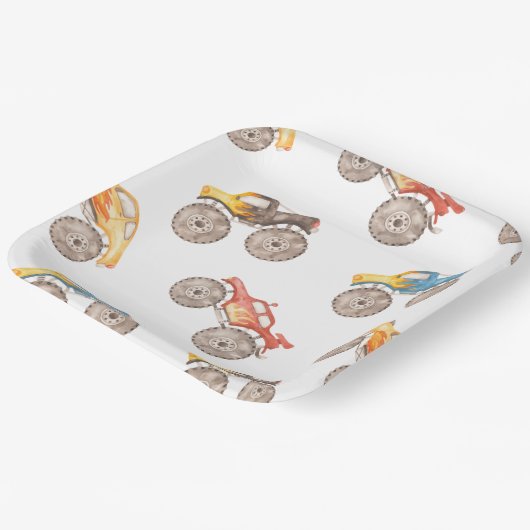 Monster Truck Party Teller (Gewinkelt)