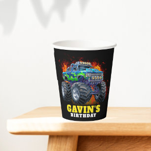 Monster Truck Personalisiert Geburtstagsparty Pappbecher