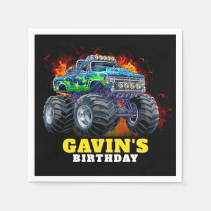 Monster Truck Personalisiert Geburtstagsparty Serviette