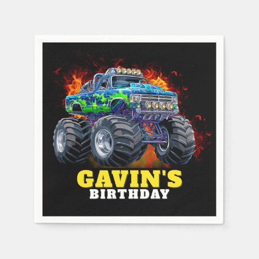 Monster Truck Personalisiert Geburtstagsparty Serviette (Vorderseite)