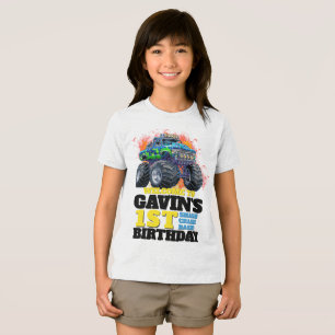 Monster Truck Personalisiert Geburtstagsparty Tri-Blend Shirt
