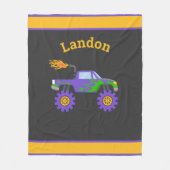 Monster Truck Personalisiert Name Kinder Fleece Bl (Vorderseite)