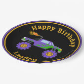 Monster Truck Personalisierter Name Cool Geburtsta Pappteller (Schrägansicht)