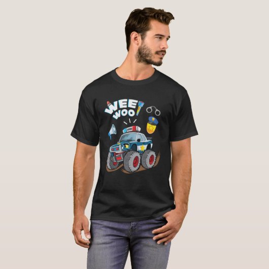 Monster Truck Police Car Boy Wee Woo Polizist Poli T-Shirt (Vorne ganz)
