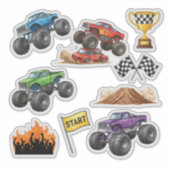 Monster Truck Race Rally Custom Vinyl Sticker (Vorderseite)