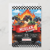 Monster Truck Racing Birthday Invitation Einladung (Vorderseite)