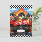 Monster Truck Racing Birthday Invitation Einladung (Stehend Vorderseite)
