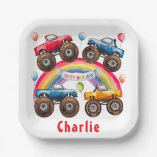 Monster Truck Rainbow Boy Birthday Bash Pappteller