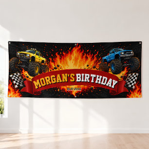 Monster-Truck-Renn-Geburtstagsfeier- Banner