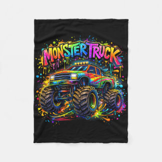 Monster truck retro colorful graffiti toddlers fleecedecke