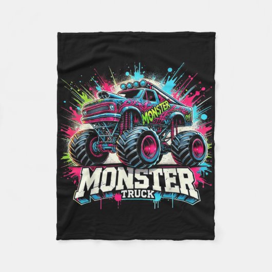 Monster Truck Retro farbenfrohe Graffiti Kleinkind Fleecedecke (Vorderseite)