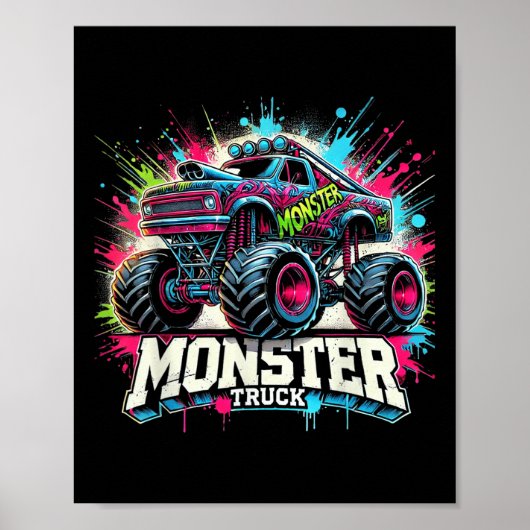 Monster Truck Retro farbenfrohe Graffiti Kleinkind Poster (Vorne)