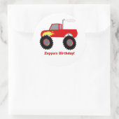 Monster Truck (rot) Personalisierter Rundaufkleber Runder Aufkleber (Tasche)