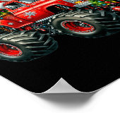 Monster Truck Santa Reindeer Weihnachtsbaum Kinder Poster (Ecke)