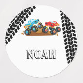 Monster Truck School Name Labels Etiketten (Design 1)
