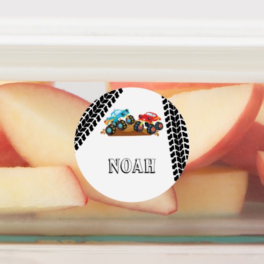 Monster Truck School Name Labels Etiketten (Befestigt)