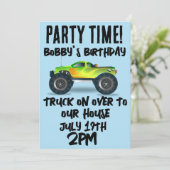 MONSTER TRUCK SCRIPT KINDERGEBURTSTAG EINLADUNGEN (Stehend Vorderseite)