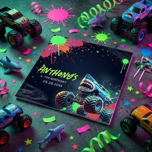 Monster Truck Shark Birthday Napkins Serviette