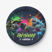 Monster Truck Shark Birthday Paper Plates Pappteller (Vorderseite)