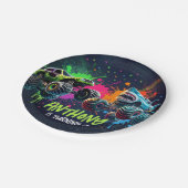 Monster Truck Shark Birthday Paper Plates Pappteller (Schrägansicht)