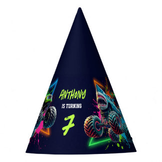 Monster Truck Shark Birthday Partyhütchen