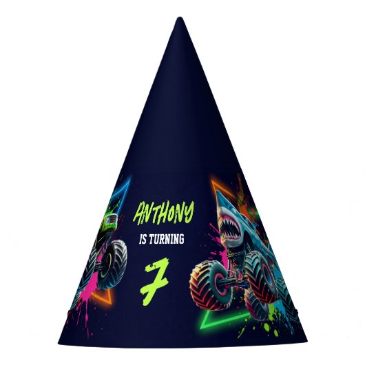 Monster Truck Shark Birthday  Partyhütchen (Vorderseite)