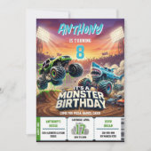 Monster Truck Shark invitation Boy Party Einladung (Vorderseite)