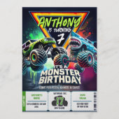 Monster Truck Shark invitation Boy Party Einladung (Vorderseite)