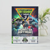 Monster Truck Shark invitation Boy Party Einladung (Stehend Vorderseite)