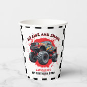 Monster Truck Smash Checkered Flag 1. Geburtstag Pappbecher (Vorderseite)