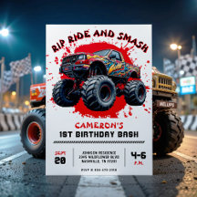 Monster Truck Smash Red 1. Geburtstag Party