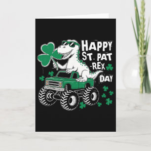 Monster Truck St. Patrick's Day Dinosaur Glücklich Karte