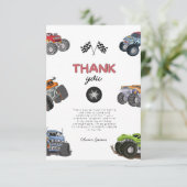 Monster truck, start your engine boy birthday  dankeskarte (Stehend Vorderseite)