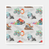 Monster Truck Stunts Aquarellmuster Grau Serviette (Vorderseite)