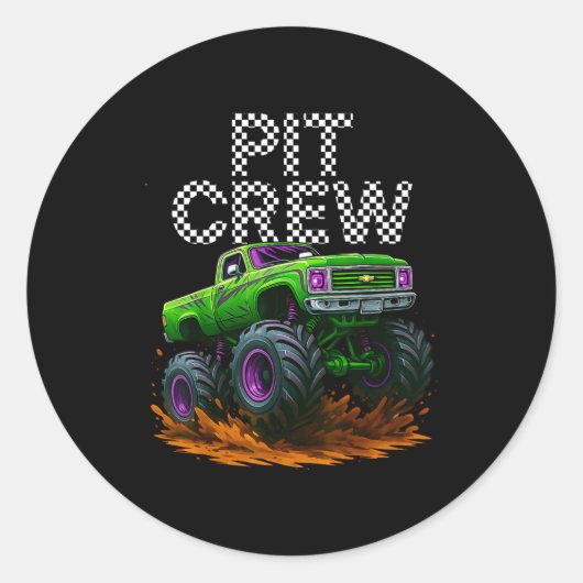 Monster Truck T Crew Family Matching Birthday Part Runder Aufkleber (Vorderseite)