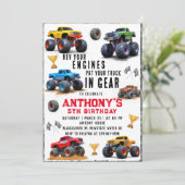 Monster Truck Team Geburtstagsparty Einladung (Stehend Vorderseite)