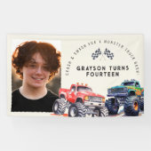 Monster Truck Themed Foto Geburtstagsparty Banner (Horizontal)