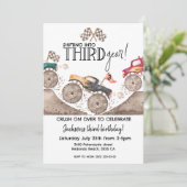 Monster Truck THIRD Gear 3rd birthday kids Einladung (Stehend Vorderseite)