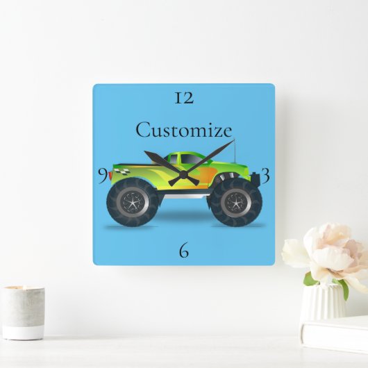 Monster Truck Thunder_Cove Quadratische Wanduhr (Zuhause)