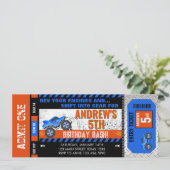Monster Truck Ticket Geburtstag Einladung (Stehend Vorderseite)