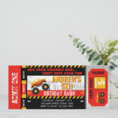 Monster Truck Ticket Geburtstag Einladung (Stehend Vorderseite)