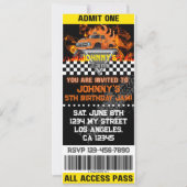 Monster Truck Ticket Geburtstag Einladung Orange (Vorderseite)