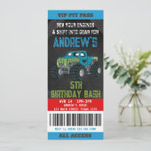 Monster Truck Ticket Geburtstagsparty Einladung (Stehend Vorderseite)