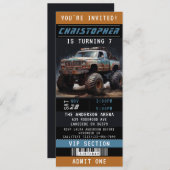 Monster Truck Ticket Geburtstagsparty Einladung (Vorne/Hinten)