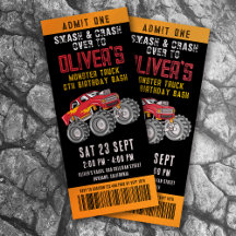 Monster Truck Ticket Geburtstagsparty