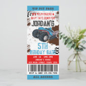 Monster Truck Ticket Geburtstagsparty Einladung (Stehend Vorderseite)
